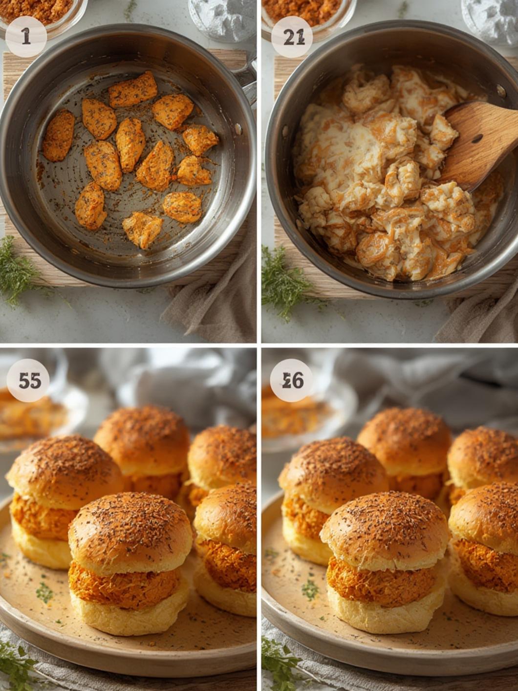 step par step buffalo chicken sliders