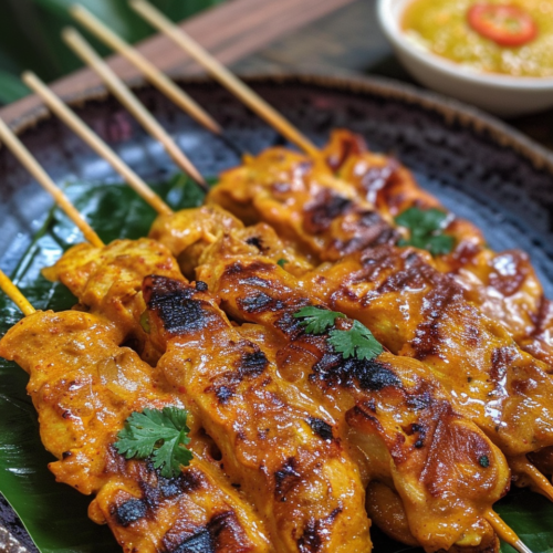 Thai Chicken Satay with Peanut SauceNagi, food photography, taken with iphone 15 pro max --iw 2 --ar 4:5 --v 6.0 --raw