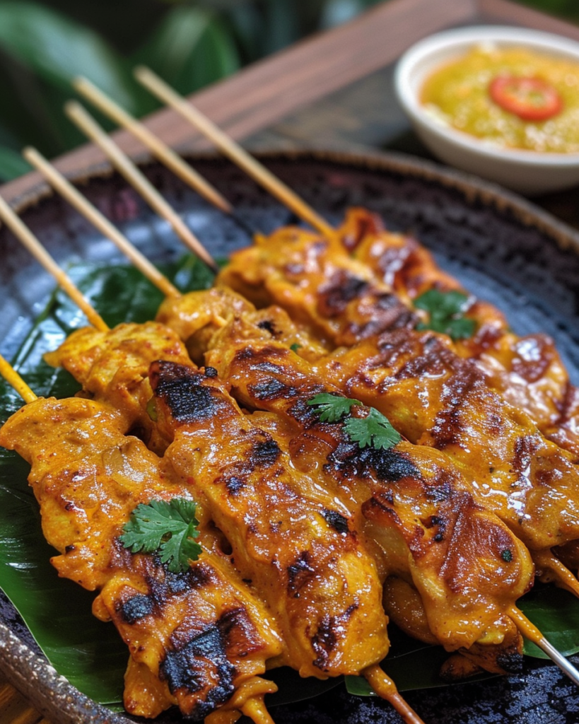Thai Chicken Satay with Peanut SauceNagi, food photography, taken with iphone 15 pro max --iw 2 --ar 4:5 --v 6.0 --raw