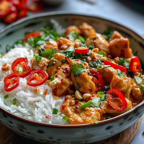 2 Thai Sweet Chili Chicken Pressure Cooker Recipe, food photography, taken with iphone 15 pro max --iw 2 --ar 4:5 --v 6.0 --raw