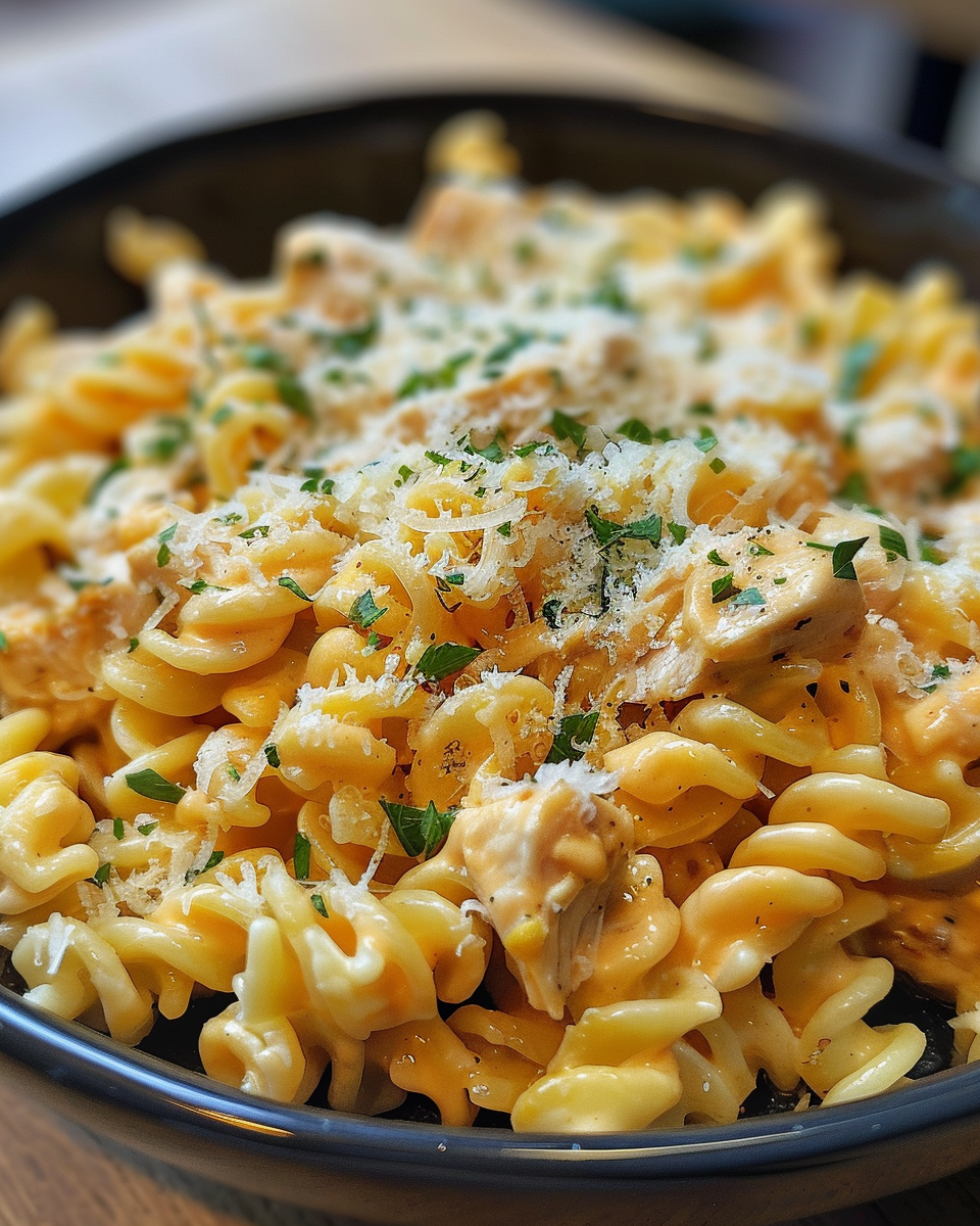 Buffalo Wild Wings Garlic Parmesan Chicken Pasta finished and plated