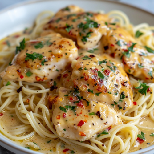 Copycat Olive Garden Chicken Scampi Pressure Cooker Recipe taken with iphone 15 pro max --iw 2 --ar 4:5 --v 6.0 --raw