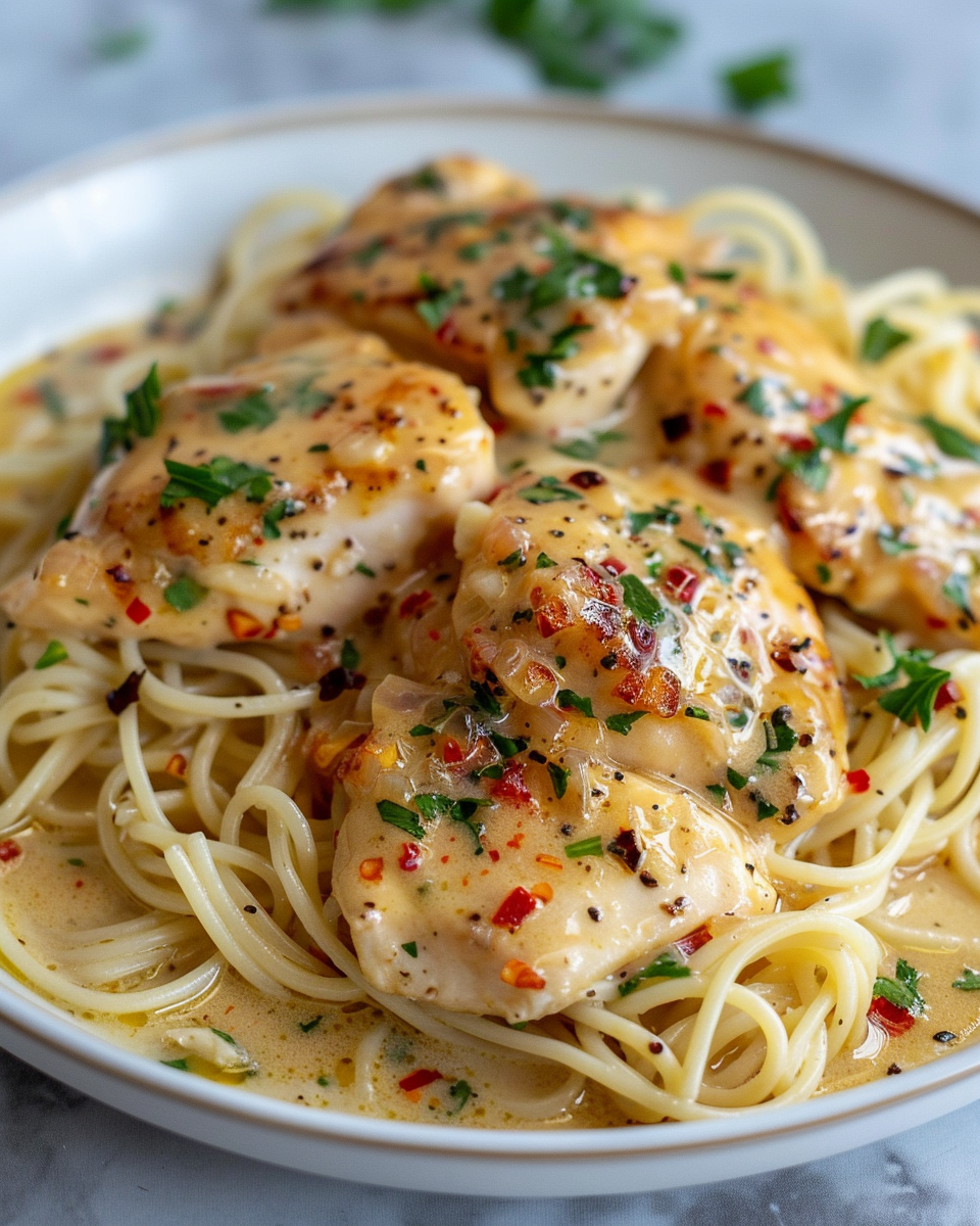 Copycat Olive Garden Chicken Scampi Pressure Cooker Recipe taken with iphone 15 pro max --iw 2 --ar 4:5 --v 6.0 --raw