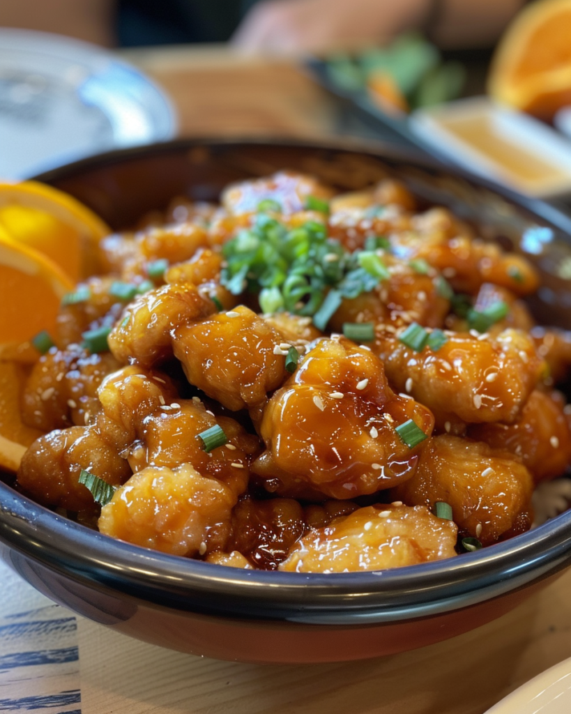 Copycat Panda Express Orange Chicken taken with iphone 15 pro max --iw 2 --ar 4:5 --v 6.0 --raw