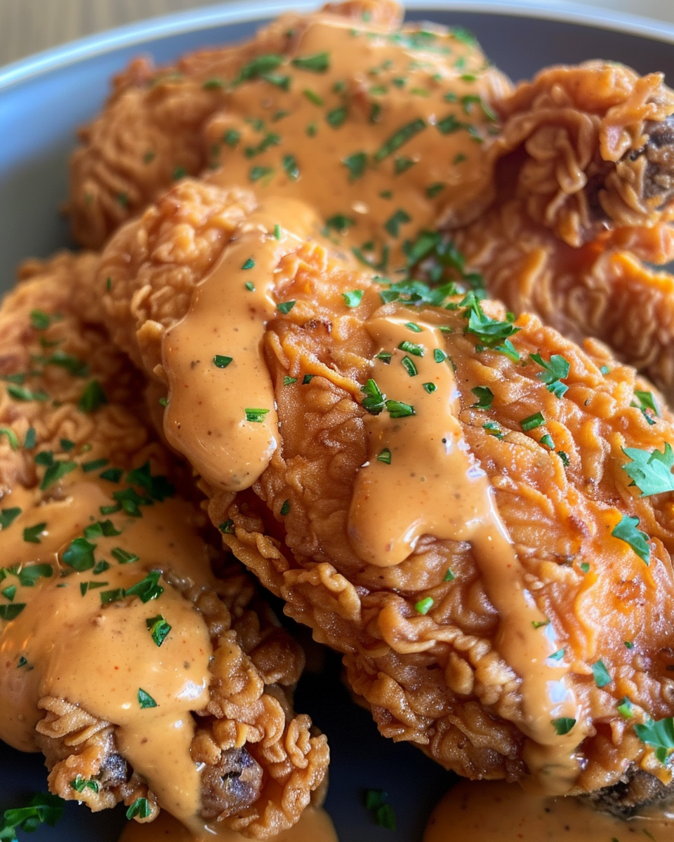 Final plated copycat Raising Cane's pressure cooker chicken tenders with sauce and crinkle fries
