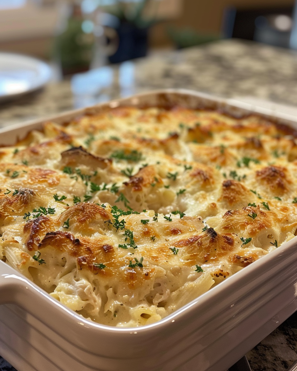 Ingredients for easy Costco chicken bake copycat recipe laid out on kitchen counter