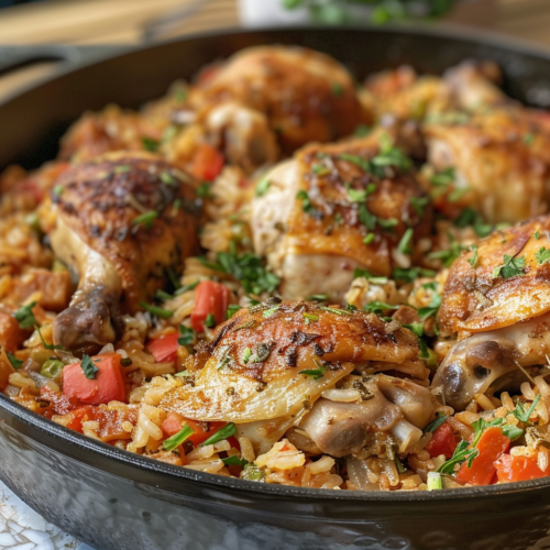 One Pot Chicken and Rice 5 One Pot Chicken and Rice taken with iphone 15 pro max --iw 2 --ar 4:5 --v 6.0 --raw