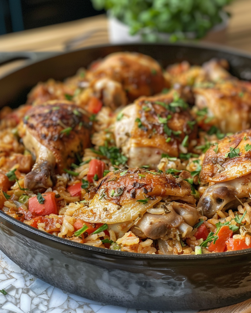 home 1 One Pot Chicken and Rice taken with iphone 15 pro max --iw 2 --ar 4:5 --v 6.0 --raw